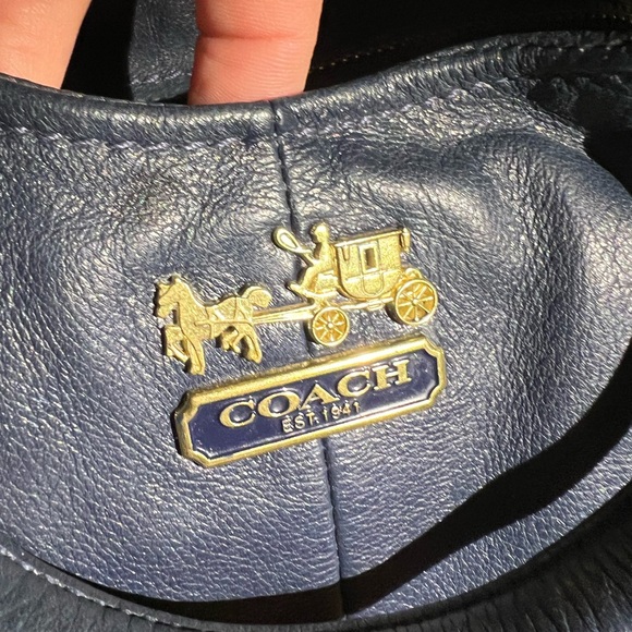 Coach Madison Navy Blue Leather Maggie Hobo Shoulder Bag Purse Tote - NCO - Picture 2 of 13